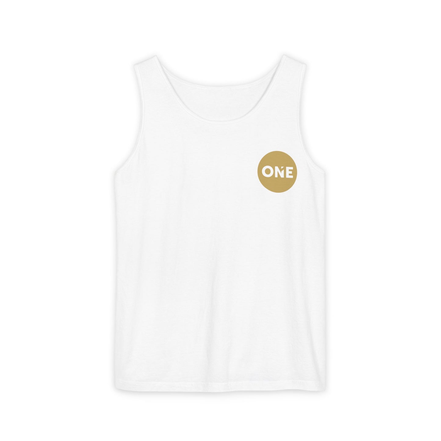 Unisex Garment-Dyed Tank Top - ONE Graphic Tee, Summer Casual Wear, Festival Top, Gift for Him/Her, Beach Ready Apparel