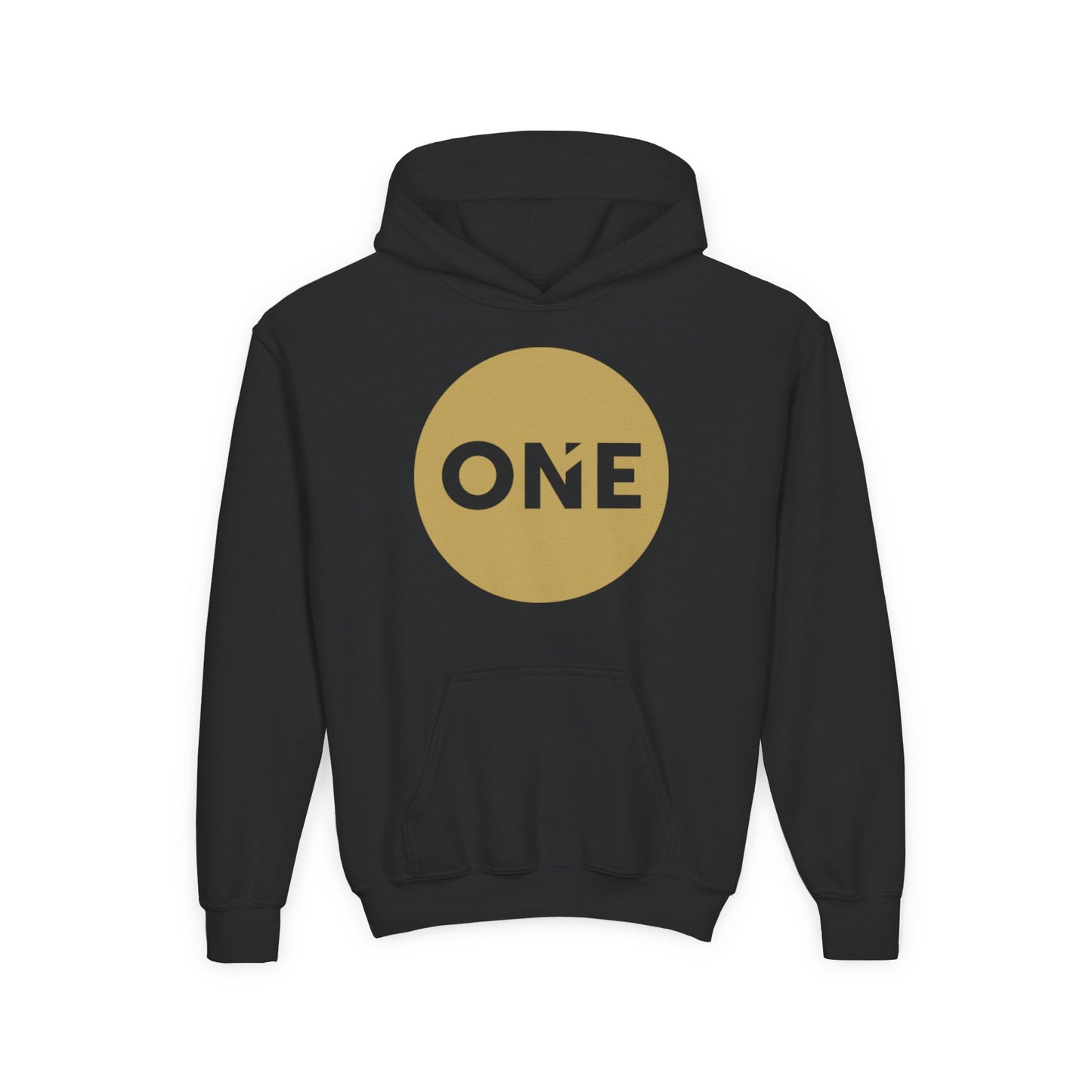 Gold Circle 'ONE' Youth Sweatshirt, Cute Gift for Kids, Birthday, Team Apparel, Everyday Wear, Comfortable Hoodie
