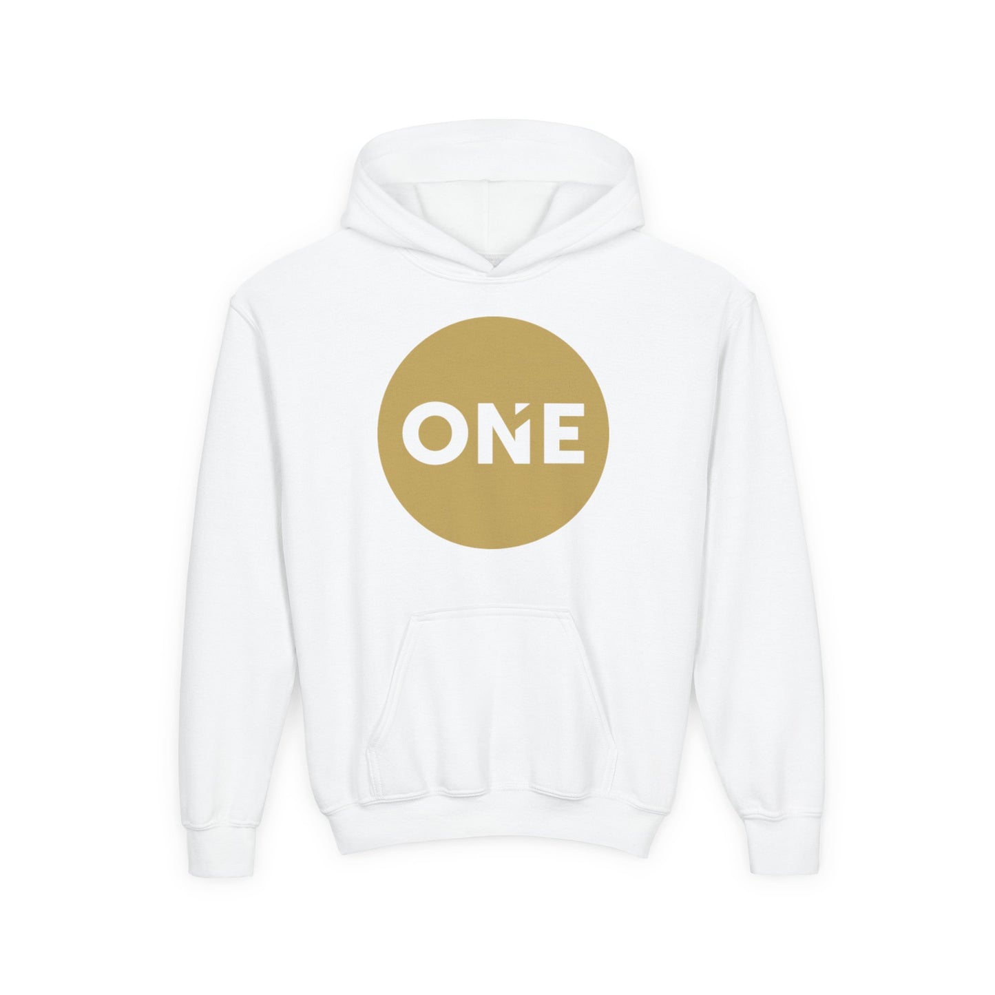 Gold Circle 'ONE' Youth Sweatshirt, Cute Gift for Kids, Birthday, Team Apparel, Everyday Wear, Comfortable Hoodie