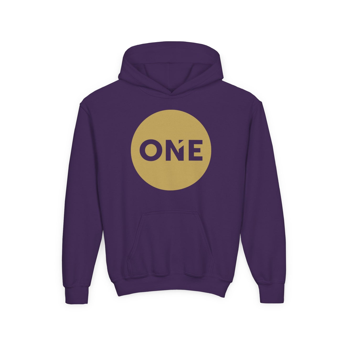 Gold Circle 'ONE' Youth Sweatshirt, Cute Gift for Kids, Birthday, Team Apparel, Everyday Wear, Comfortable Hoodie