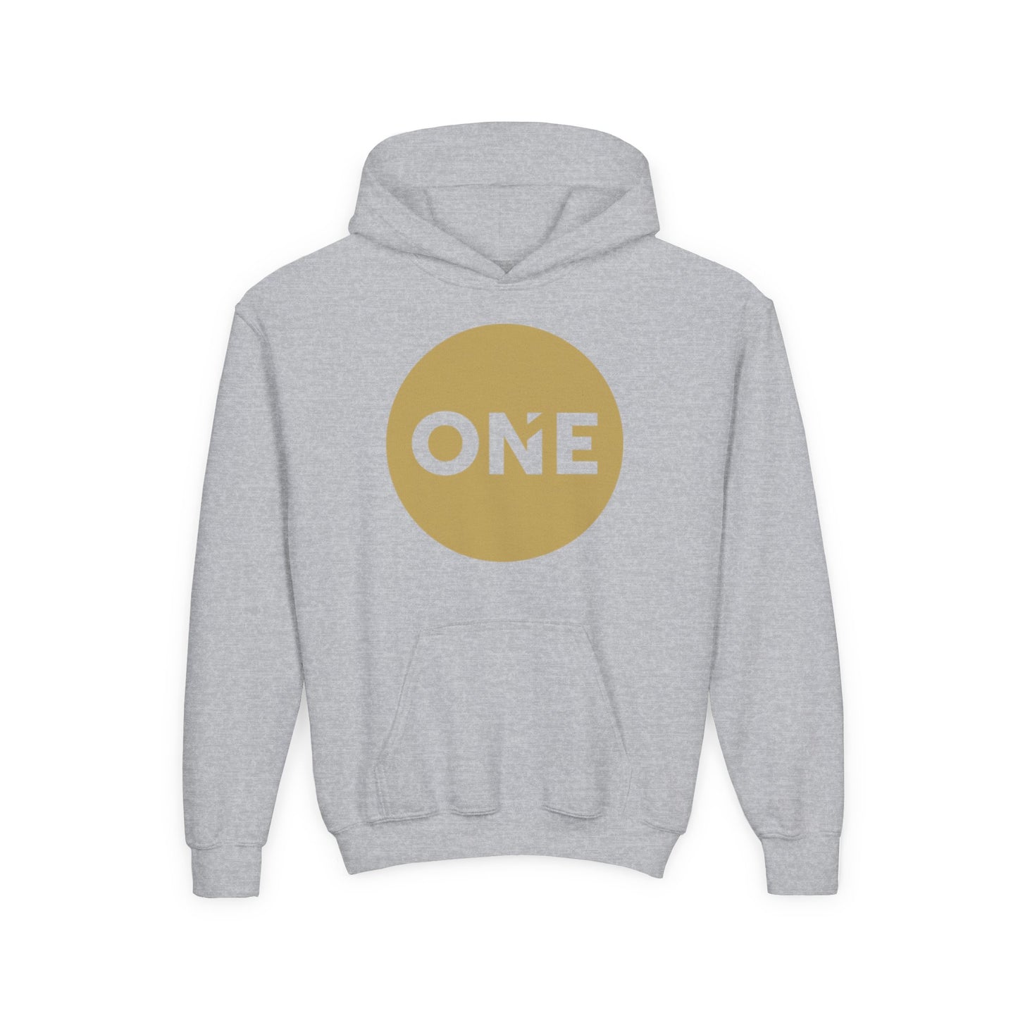 Gold Circle 'ONE' Youth Sweatshirt, Cute Gift for Kids, Birthday, Team Apparel, Everyday Wear, Comfortable Hoodie