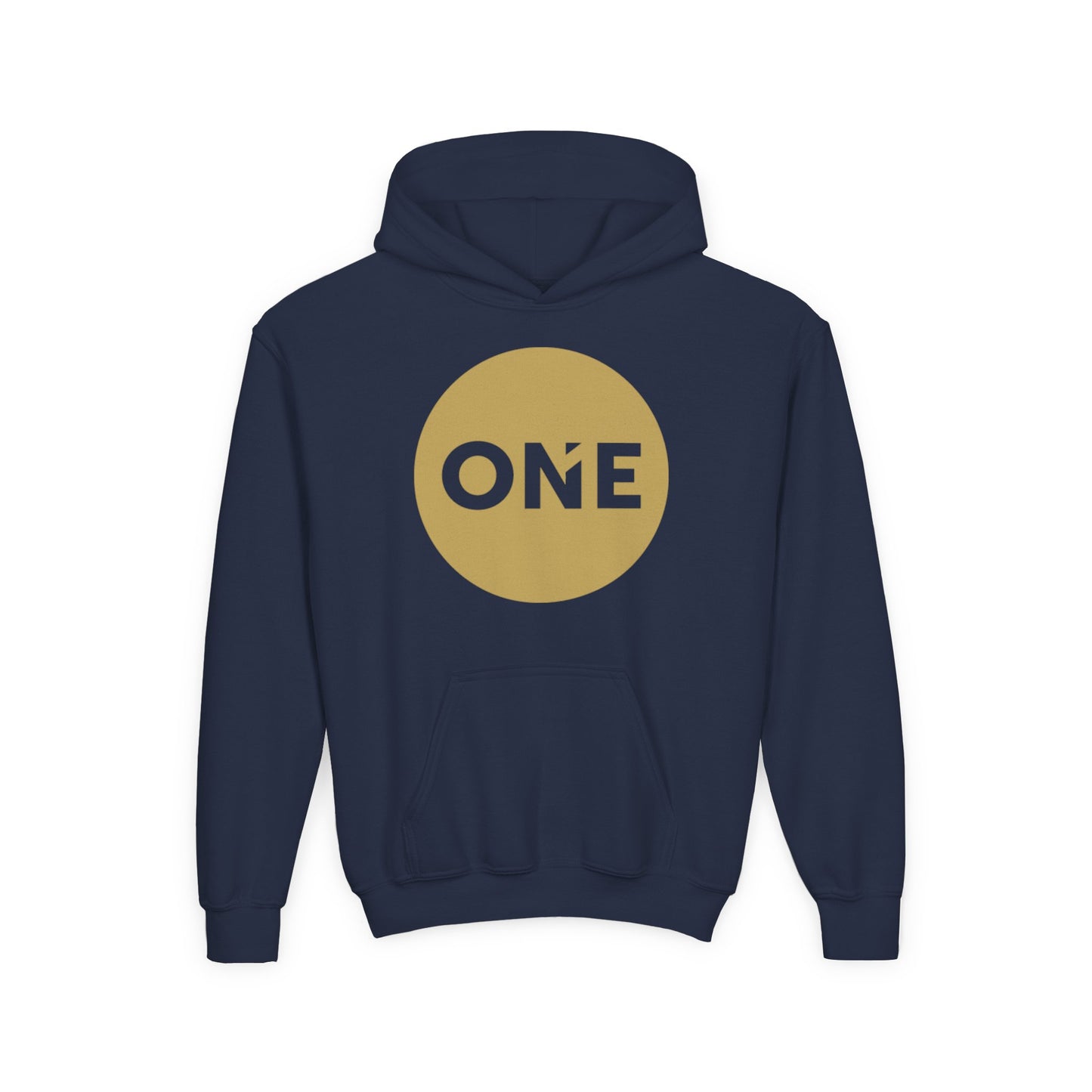 Gold Circle 'ONE' Youth Sweatshirt, Cute Gift for Kids, Birthday, Team Apparel, Everyday Wear, Comfortable Hoodie